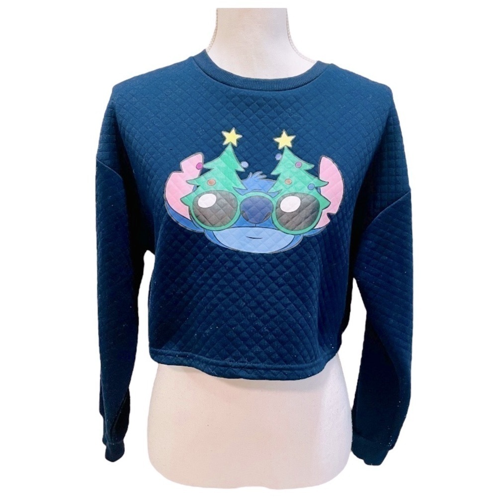 Disney Stitch Holiday Christmas Cropped Sweatshirt XS X-Small